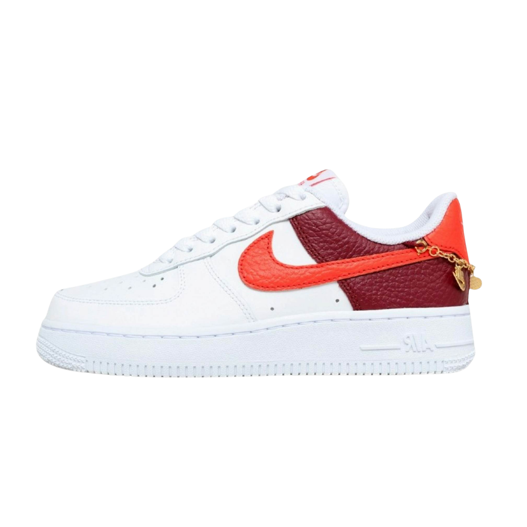 Nike Air Force 1 Low '07 White Light Crimson Gold Charm Bracelet